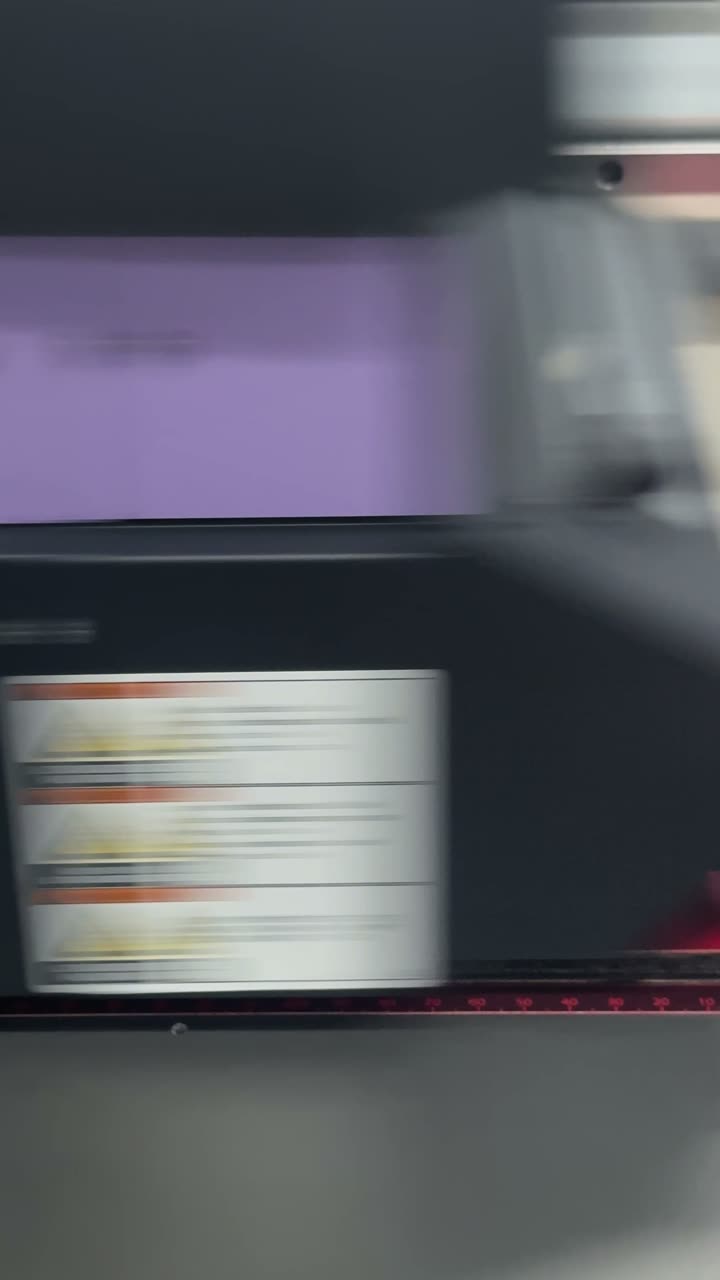A wood panel being UV direct-printed on the Platinum Signs flatbed press
